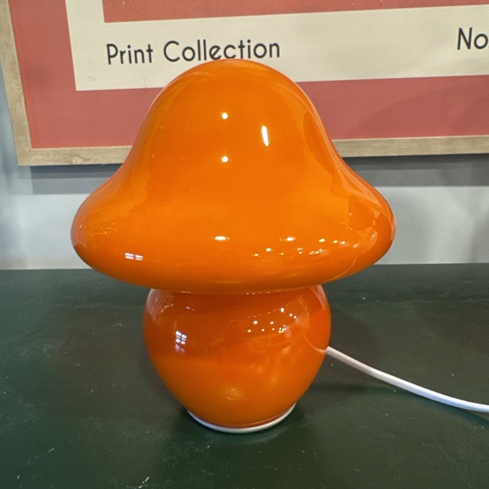 Mushroom Lamp Orange Glass Mushroom Table Lamp for Bedrooms, Living Room, Aes...
